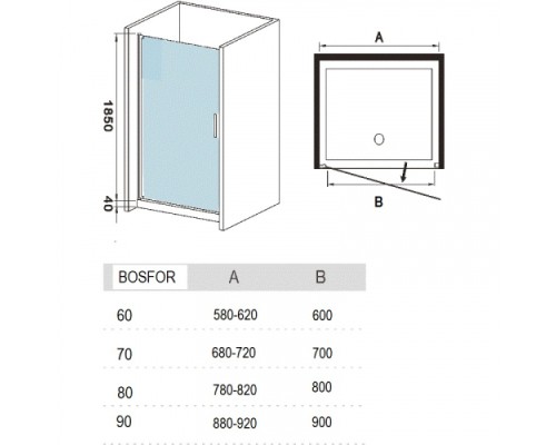 Душевая дверь River Bosfor 80 MT 80x185, мат.\мат. хр.