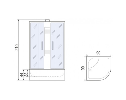 River Душевые кабины REIN Б/К 90/44 MT