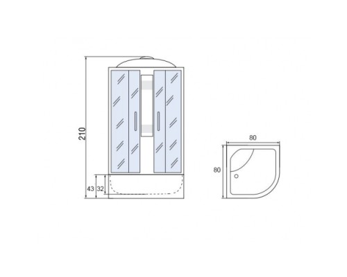 МОНОМАХ  80/43 С МЗ Душевая кабина, 800*800*2100, полукруг