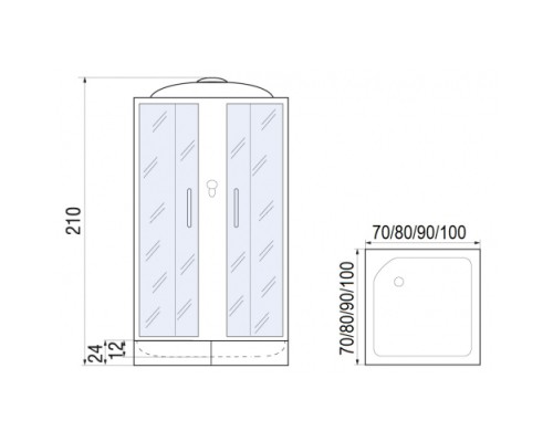МОНОМАХ  90/24 S МЗ Душевая кабина, 900*900*2100, квадрат