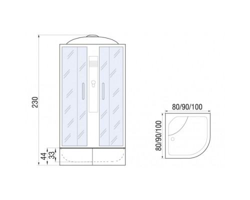 Душевая кабина River Desna XL 100x100 10000006148 стекло тонированное, профиль матовый хром