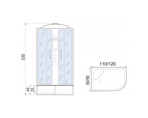 River Душевые кабины DUNAY XL 120/90/44 TH L