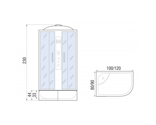 River Душевые кабины DUNAY XL 120/80/44 MT L