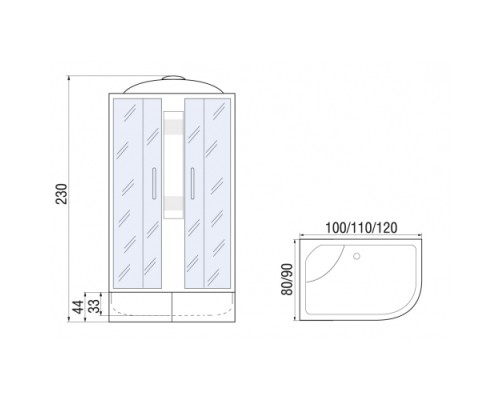 Душевая кабина River Nara XL 120х90 10000006206 правая, стекло матовое, профиль матовый хром