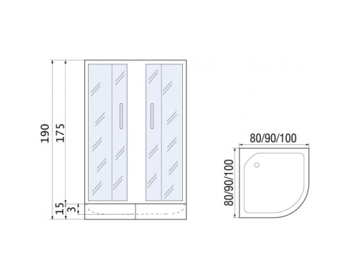 Душевая кабина River Don Light 90/15 MT 90x90, угл., мат.\мат. хр.