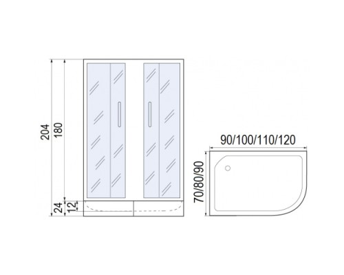 Душевой уголок МОНОМАХ ДУ 100/80/180 МЗ BL L/R 100х80х180 стекла с рисунком, профиль черный матовый, без поддона Душевой уголок МОНОМАХ ДУ 100/80/180 МЗ BL L/R 100х80х180 стекла с рисунком, профиль черный матовый, без поддона