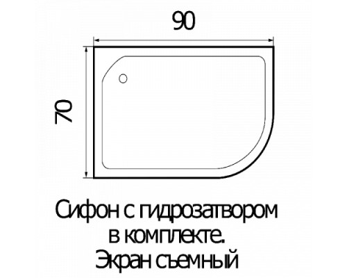 Душевой поддон Wemor 90*70*24 10000000716 Ассимметрия