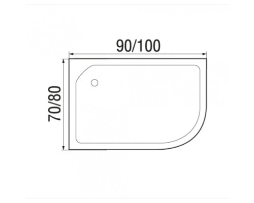 Душевой поддон акриловый ассиметричный RIVER WEMOR  90/80/24 L 900*800*240 мм