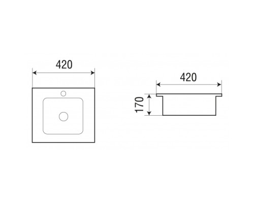 WW  DEILBACH 6037 Раковина врезная 420х420х170