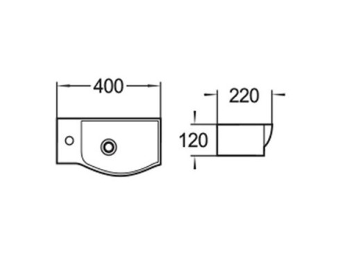 WW AISBACH 7940 GL-WT L Раковина подвесная (глянцевая белая)  400х220х120 мм