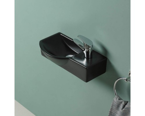 Раковина подвесная WeltWasser WW AISBACH 7940 MT-BL R400x220x120 санфаянс черный матовый Раковина подвесная WeltWasser WW AISBACH 7940 MT-BL R400x220x120 санфаянс черный матовый