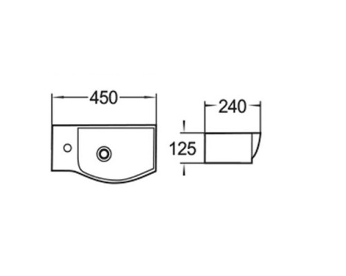 WW AISBACH 7945 GL-WT L Раковина подвесная (глянцевая белая) 450х240х125 мм