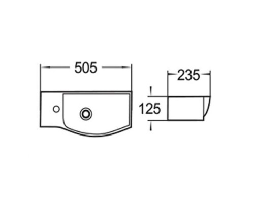 WW AISBACH 7950 GL-WT L Раковина подвесная (глянцевая белая) 505х235х125