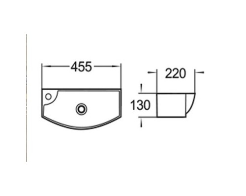 Раковина подвесная WeltWasser WW AISBACH 7946 GL-WT L455x220x130 санфаянс белый глянец Раковина подвесная WeltWasser WW AISBACH 7946 GL-WT L455x220x130 санфаянс белый глянец