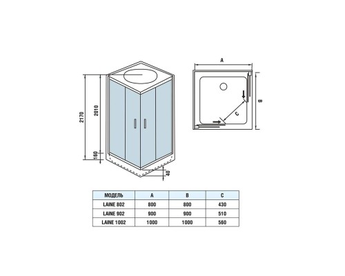 Душевая кабина Weltwasser WW 500 LAINE 902 90х90 стекло прозрачное, профиль хром матовый