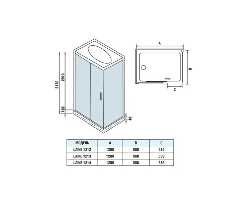 Душевая кабина Weltwasser WW 500 LAINE 1212 120х90 стекло прозрачное, профиль хром матовый