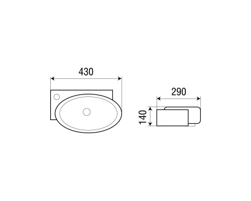Раковина подвесная WeltWasser WW AISBACH 5011-L 430х290х140 фаянс белый глянец