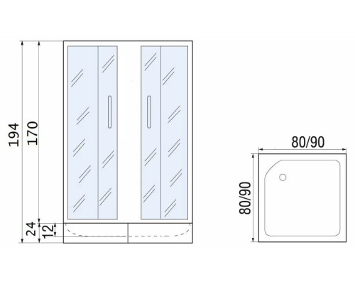 Душевое ограждение с поддоном River Morava 80/24 MT 