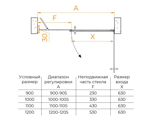 Распашная душевая дверь RGW HO-012 100*195 прозрачное стекло 8 мм 350601200-11