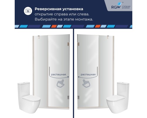 Распашная душевая дверь RGW HO-012 100*195 прозрачное стекло 8 мм 350601200-11
