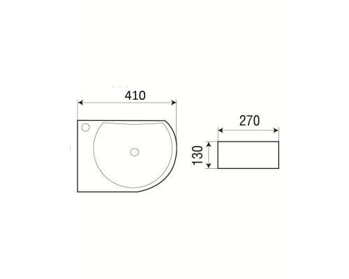 Раковина подвесная WeltWasser WW AISBACH 5014-L 410x410x130 фаянс белый глянец