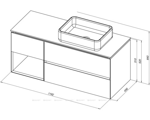 1.21007.CGM INFINITY Тумба 120 R, cement grey matt (274264)