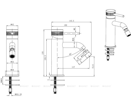 5.31A04-MG PRIORITY 3.0 Cмеситель для биде, излив 122мм, Kerox, графит браш (323736)