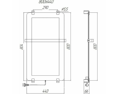 Полотенцесушитель электрический Allen Brau Infinity 80x44 8.21001.GL (без креплений)