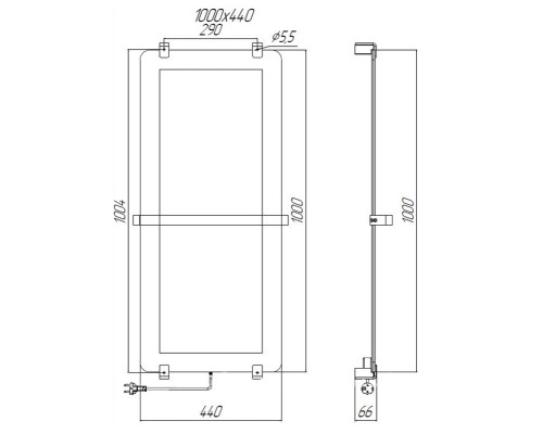 Полотенцесушитель электрический Allen Brau Infinity 100x44 8.21002.GL (без креплений)