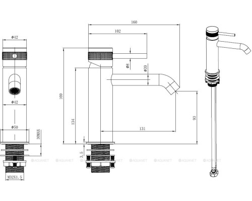 5.31A01-MG PRIORITY 3.0 Cмеситель для умывальника, излив 125мм, Kerox, графит браш (323734)