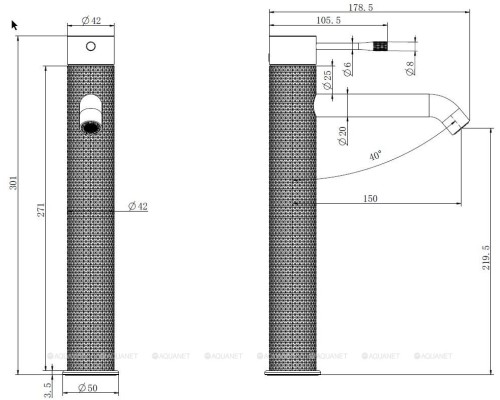 5.31С02-BN PRIORITY 4.0 Cмеситель для умывальника высокий, Kerox, браш.никель (330900)