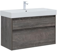 Тумба под раковину Aquanet Nova Lite 100 (SLIM SYNERGY) дуб рошелье, 2 ящика 