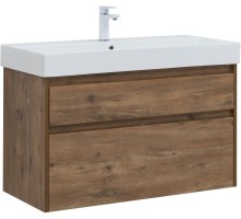 Тумба под раковину Aquanet Nova Lite 100 (SLIM SYNERGY) дуб рустикальный, 2 ящика 