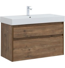 Тумба под раковину Aquanet Nova Lite 100 (SLIM SYNERGY) дуб рустикальный, 2 ящика 