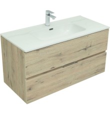 Тумба под раковину Aquanet Алвита New 100 2 ящика, дуб веллингтон белый 