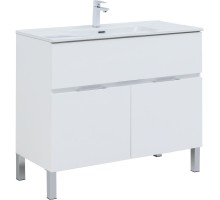 Тумба под раковину Aquanet Алвита New 100 1 ящик, 2 дверцы, белый матовый 