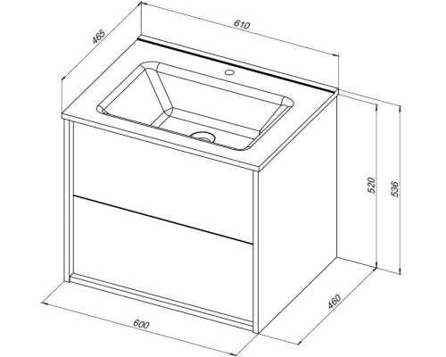 Тумба под раковину Aquanet Lino 60 (Flat) белый глянец 287540