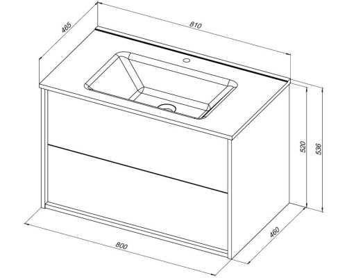 Тумба под раковину Aquanet Lino 80 (Flat) белый глянец 287542