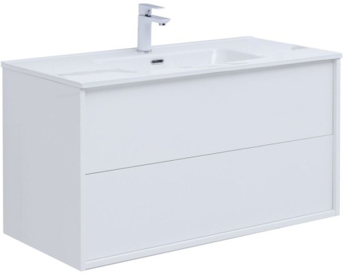Тумба под раковину Aquanet Lino 100 (Flat) белый глянец 287544 Тумба под раковину Aquanet Lino 100 (Flat) белый глянец 287544