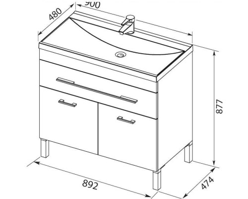Тумба под раковину Aquanet Верона 90 белый (напольная 1 ящик 2 дверцы) 287673 Тумба под раковину Aquanet Верона 90 белый (напольная 1 ящик 2 дверцы) 287673