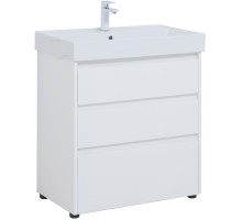 Тумба под раковину Aquanet Nova Lite 75 белый глянец (3 ящика) 