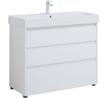 Тумба под раковину Aquanet Nova Lite 100 белый глянец (3 ящика) 