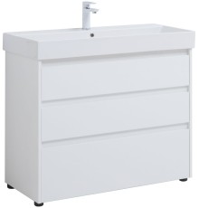 Тумба под раковину Aquanet Nova Lite 100 белый глянец (3 ящика)
