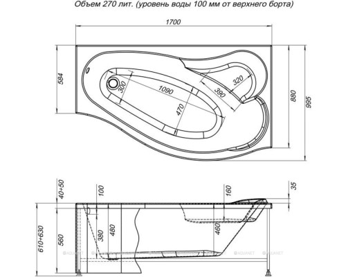 Фронтальный экран Aquanet Palma 170 R Фронтальный экран Aquanet Palma 170 R