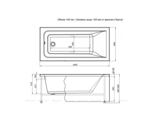 Фронтальный экран Aquanet Bright 145 Фронтальный экран Aquanet Bright 145
