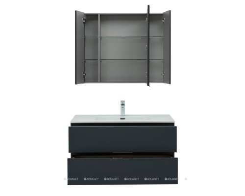 Мебель для ванной Aquanet Алвита New 100 2 ящика, антрацит 274201 Мебель для ванной Aquanet Алвита New 100 2 ящика, антрацит 274201
