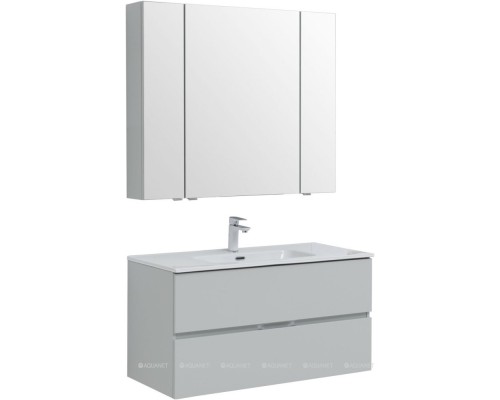 Мебель для ванной Aquanet Алвита New 100 2 ящика, серый 274528 Мебель для ванной Aquanet Алвита New 100 2 ящика, серый 274528