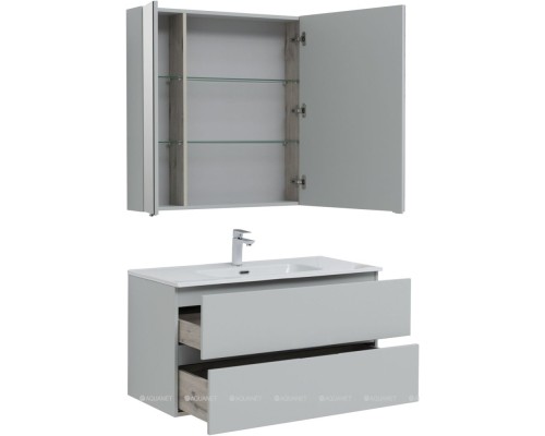Мебель для ванной Aquanet Алвита New 100 2 ящика, серый 274528 Мебель для ванной Aquanet Алвита New 100 2 ящика, серый 274528