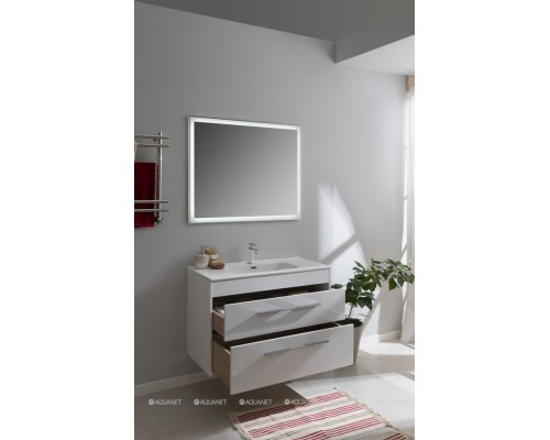 Мебель для ванной Aquanet Августа 100 белый (ручка хром, раковина Flat) 281160