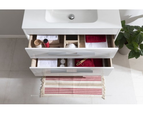 Мебель для ванной Aquanet Августа 100 белый (ручка хром, раковина Flat) 281160